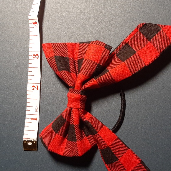 💛 mix-match 10/$20💛Red plaid hair tie bow - Picture 4 of 5